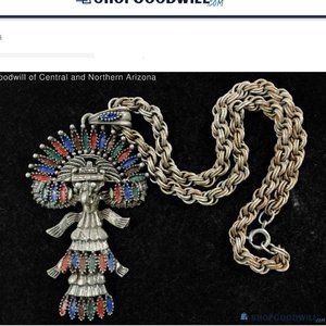 CASTLECLIFF LARRY VRBA AZTEC KACHINA NECKLACE 1970 ENAMALED RARE & STUNNING